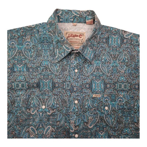 Rafter C Mens XXL Snap Paisley Long Sleeve Shirt Cowboy Pro Flex 45 Performance - Picture 4 of 9